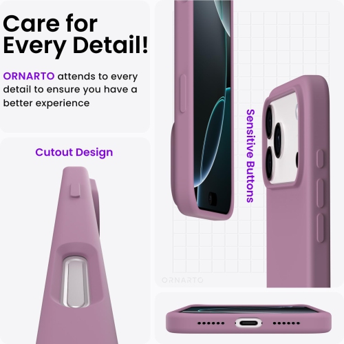 ORNARTO Compatible avec l'étui pour iPhone 17 Pro Max, étui protecteur mince en silicone liquide antichoc pour téléphone 6,9 po avec doublure en