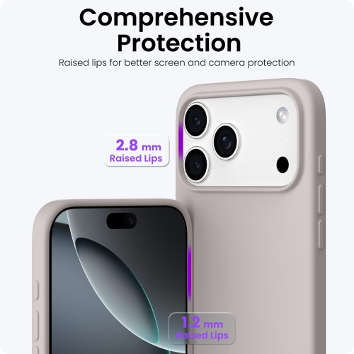ORNARTO Compatible with iPhone 17 Pro Max Case,Slim Liquid Silicone Shockproof Protective Phone Case 6.9" with Anti-Scratch Microfiber Lining-Stone