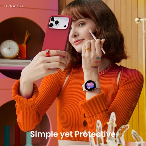 ORNARTO Compatible with iPhone 17 Pro Max Case,Slim Liquid Silicone Shockproof Protective Phone Case 6.9" with Anti-Scratch Microfiber Lining-Red