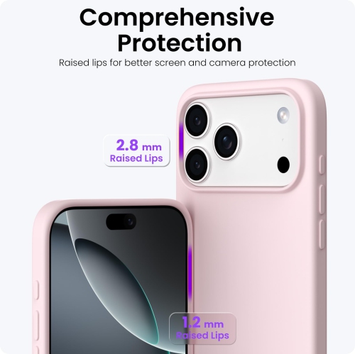 ORNARTO Compatible with iPhone 17 Pro Max Case,Slim Liquid Silicone Shockproof Protective Phone Case 6.9" with Anti-Scratch Microfiber Lining-Chalk