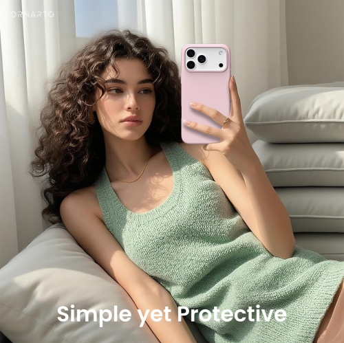 ORNARTO Compatible with iPhone 17 Pro Max Case,Slim Liquid Silicone Shockproof Protective Phone Case 6.9" with Anti-Scratch Microfiber Lining-Chalk