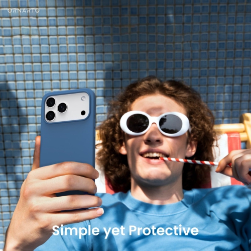 ORNARTO Compatible with iPhone 17 Pro Max Case,Slim Liquid Silicone Shockproof Protective Phone Case 6.9" with Anti-Scratch Microfiber Lining-Blue