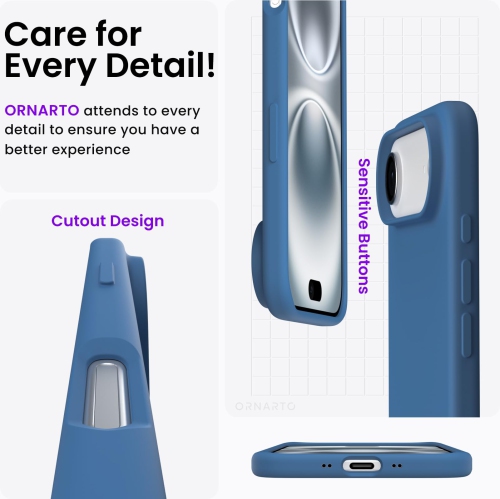 ORNARTO Compatible with iPhone Air Case,Slim Liquid Silicone 3 Layers Soft Gel Rubber Shockproof Protective Phone Case 6.5" with Anti-Scratch