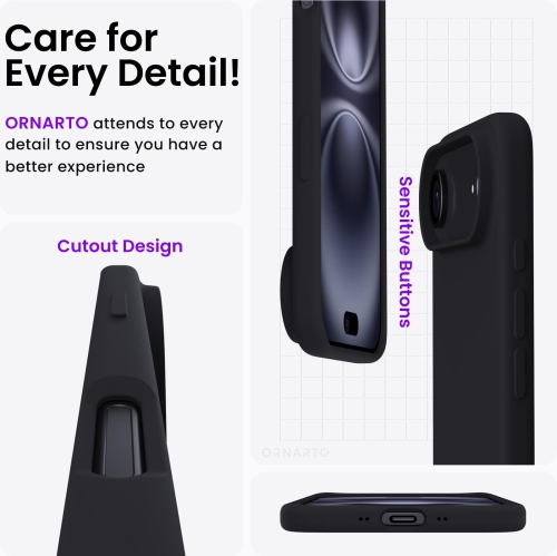 ORNARTO Compatible with iPhone Air Case,Slim Liquid Silicone 3 Layers Soft Gel Rubber Shockproof Protective Phone Case 6.5" with Anti-Scratch