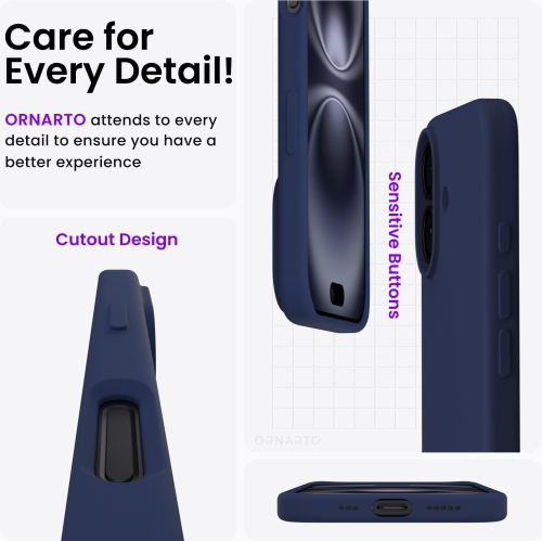 ORNARTO Compatible with iPhone 17 Case,Slim Liquid Silicone Shockproof Protective Phone Case for iPhone 17 6.3" with Anti-Scratch Microfiber