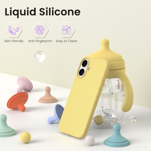 ORNARTO Compatible with iPhone 17 Case,Slim Liquid Silicone Shockproof Protective Phone Case for iPhone 17 6.3" with Anti-Scratch Microfiber