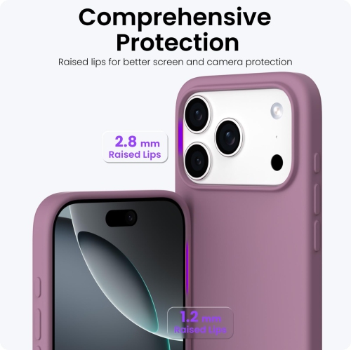 ORNARTO Compatible with iPhone 17 Pro Case 6.3", Slim Liquid Silicone Full Covered Shockproof Protective Phone Cover with Anti-Scratch Microfiber