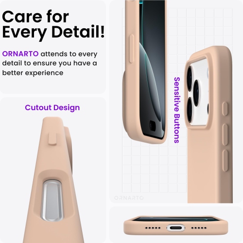 ORNARTO Compatible with iPhone 17 Pro Case 6.3", Slim Liquid Silicone Full Covered Shockproof Protective Phone Cover with Anti-Scratch Microfiber