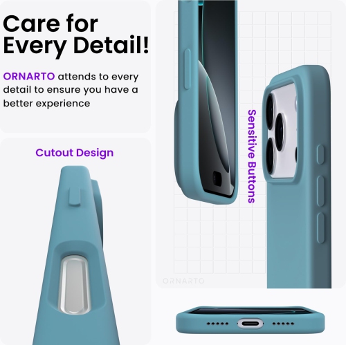 ORNARTO Compatible with iPhone 17 Pro Case 6.3", Slim Liquid Silicone Full Covered Shockproof Protective Phone Cover with Anti-Scratch Microfiber