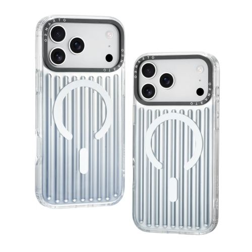 ORNARTO for iPhone 17 Pro Case,[Compatible with MagSafe ],Iridescent Vertical Stripe Design, Shockproof Protective Phone Case 6.3"-Silver