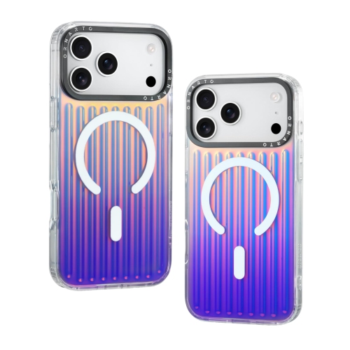 ORNARTO for iPhone 17 Pro Case,[Compatible with MagSafe ],Iridescent Vertical Stripe Design, Shockproof Protective Phone Case 6.3"-Iridescent Purple
