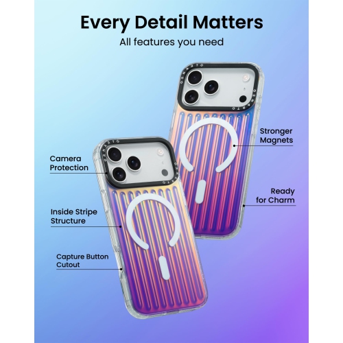ORNARTO for iPhone 17 Pro Case,[Compatible with MagSafe ],Iridescent Vertical Stripe Design, Shockproof Protective Phone Case 6.3"-Iridescent Purple