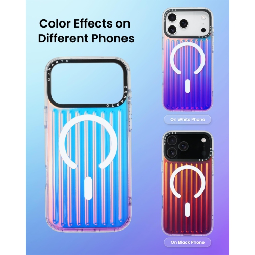 ORNARTO for iPhone 17 Pro Max Case,[Compatible with MagSafe ],Iridescent Vertical Stripe Design, Shockproof Protective Phone Case 6.9"-Iridescent