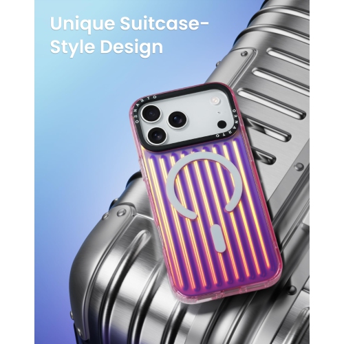 ORNARTO for iPhone 17 Pro Max Case,[Compatible with MagSafe ],Iridescent Vertical Stripe Design, Shockproof Protective Phone Case 6.9"-Iridescent Pink