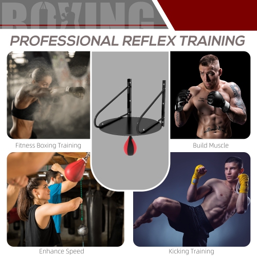 Soozier Adjustable Speed Bag Platform, Wall Mounted Speed Bag for Boxing with 360°Swivel and 6" Speedbag, Punching Training Equipment for Fitness,