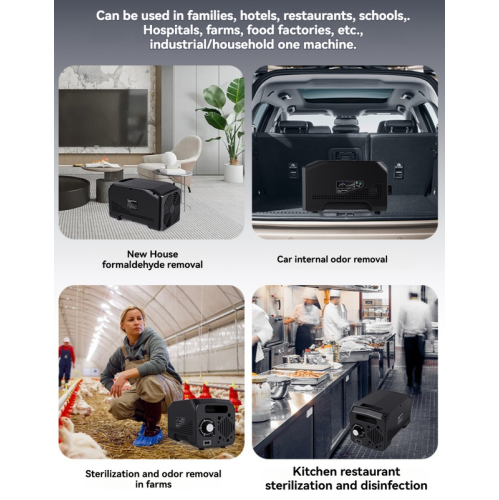 10G/h Portable Ozone Disinfector - Suitable for 60m³ spaces, removes formaldehyde odors from home farms, purifies and sterilizes with negative ions,
