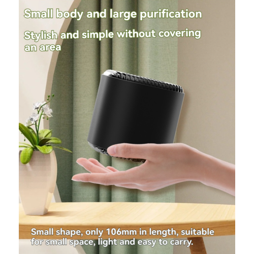 Small Air Purifier and Disinfector - Home and Car Formaldehyde Odor Remover, Ozone Sterilization + Negative Ion Purification, 3 Modes, USB-C Power