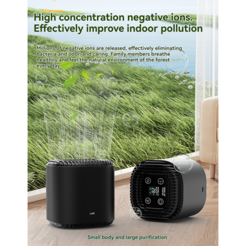 Small Air Purifier and Disinfector - Home and Car Formaldehyde Odor Remover, Ozone Sterilization + Negative Ion Purification, 3 Modes, USB-C Power