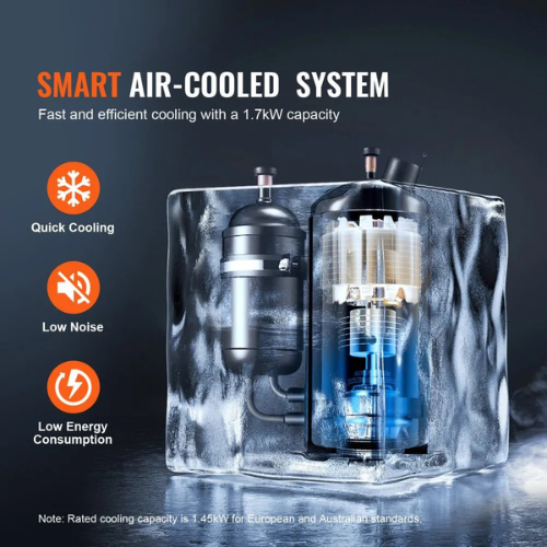 VEVOR CW-5200 Industrial Water Chiller, 7L Tank, 1700W Cooling Capacity, 13 L/min Flow Rate, R134a Compressor Cooling for CO₂ Laser Engraving Machines