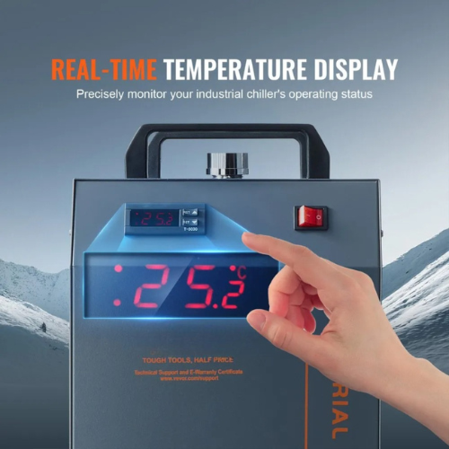VEVOR CW-5200 Industrial Water Chiller, 7L Tank, 1700W Cooling Capacity, 13 L/min Flow Rate, R134a Compressor Cooling for CO₂ Laser Engraving Machines