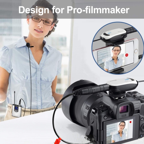 Wireless Headset Lavalier Microphone System -Alvoxcon Dual Wireless Lapel Mic for iPhone, DSLR Camera, PA Speaker, YouTube, Podcast, Video Recording,