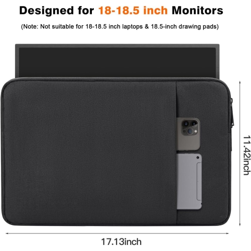 Portable Monitor Case 18.5 inch, Padded Shockproof Protective Carrying Sleeve for Most 18.5 Portable Monitors, Water-Resistant Monitor Display Bag