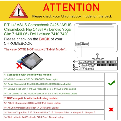 F Sleeve Case for 14 ASUS Chromebook Flip C433TA / ASUS Chromebook C425 / Lenovo Yoga Slim 7 14IIL05 / Dell Latitude 7410 7420 - Premium PU Leather