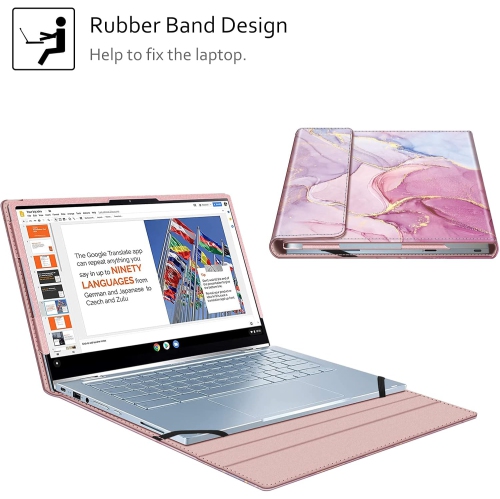 F Sleeve Case for 14 ASUS Chromebook Flip C433TA / ASUS Chromebook C425 / Lenovo Yoga Slim 7 14IIL05 / Dell Latitude 7410 7420 - Premium PU Leather