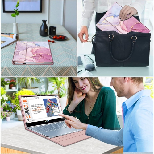 F Sleeve Case for 14 ASUS Chromebook Flip C433TA / ASUS Chromebook C425 / Lenovo Yoga Slim 7 14IIL05 / Dell Latitude 7410 7420 - Premium PU Leather
