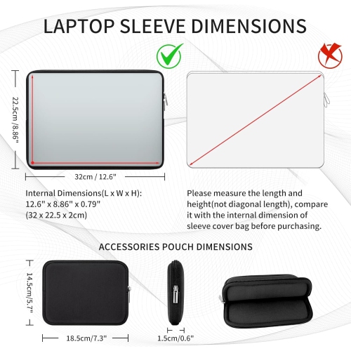 RAINYEAR 13 Inch Laptop Sleeve Case Bag with Accessories Pouch, Compatible with 13.3 MacBook Air/Pro M1 M2 M3 M4 A3240 A3113 A2681 A2337 A1932 A2179