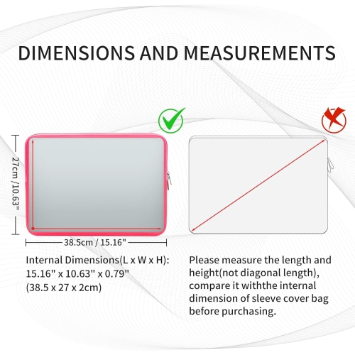 RAINYEAR 15.6 Inch Laptop Sleeve Protective Case Zipper Cover Carrying Bag Compatible with 15.6 Notebook Computer Chromebook for Dell HP ThinkPad