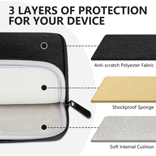 H Laptop Sleeve Case with Accessory Pocket Padded Computer Carrying Pouch 15.6 inches Compatible with MacBook Air/Pro Protective Laptop Cover for