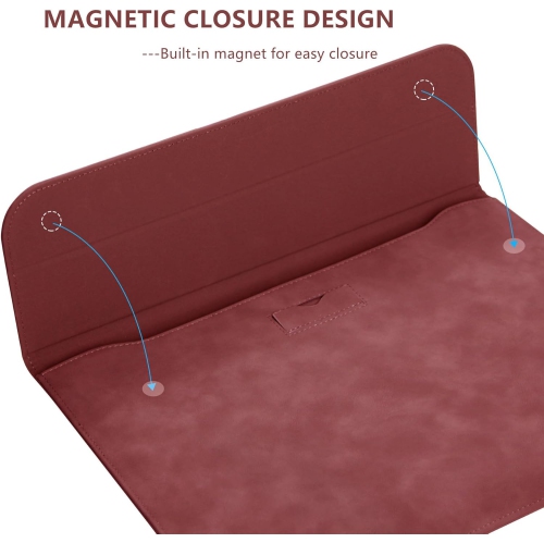 M 14 Slim Laptop Case Sleeve for Samsung Galaxy Book 13.3, MacBook Air 13.3/13.6/Pro 14.2, Microsoft Surface Laptop 13.5, Leather Case with Stand for