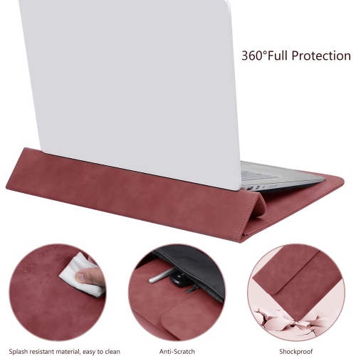 M 14 Slim Laptop Case Sleeve for Samsung Galaxy Book 13.3, MacBook Air 13.3/13.6/Pro 14.2, Microsoft Surface Laptop 13.5, Leather Case with Stand for