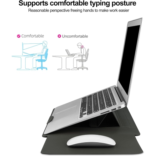 H 13.3'' /13.6'' Laptop Sleeve Case Leather Bag with Stand Compatible with MacBook Pro 14/MacBook Air 13(M1 M2)/ASUS Vivobook 14/Dell XPS 13/ASUS