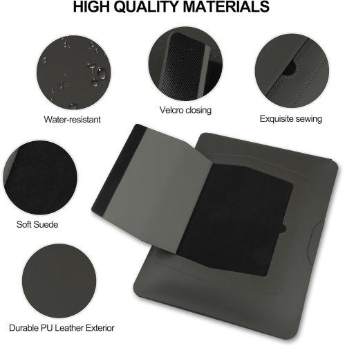 H 13.3'' /13.6'' Laptop Sleeve Case Leather Bag with Stand Compatible with MacBook Pro 14/MacBook Air 13(M1 M2)/ASUS Vivobook 14/Dell XPS 13/ASUS