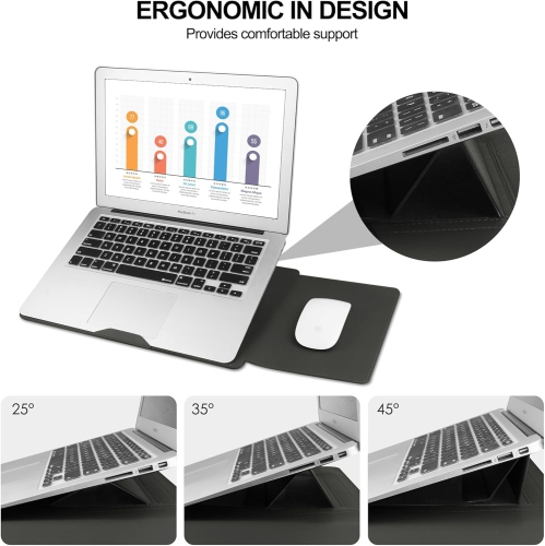 H 13.3'' /13.6'' Laptop Sleeve Case Leather Bag with Stand Compatible with MacBook Pro 14/MacBook Air 13(M1 M2)/ASUS Vivobook 14/Dell XPS 13/ASUS