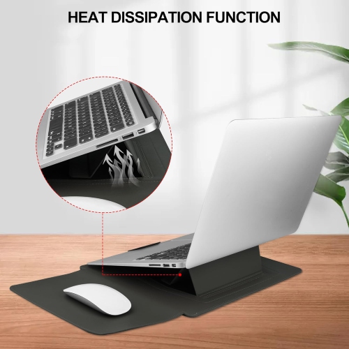 H 13.3'' /13.6'' Laptop Sleeve Case Leather Bag with Stand Compatible with MacBook Pro 14/MacBook Air 13(M1 M2)/ASUS Vivobook 14/Dell XPS 13/ASUS