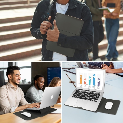 H 13.3'' /13.6'' Laptop Sleeve Case Leather Bag with Stand Compatible with MacBook Pro 14/MacBook Air 13(M1 M2)/ASUS Vivobook 14/Dell XPS 13/ASUS