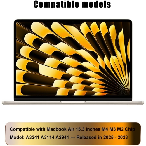 15 Inch Laptop Sleeve Case for 2025 2024 2023 M4 M3 M2 Chip MacBook Air 15.3 inches A3241 A3114 A2941 Soft Memory Foam Portable Carrying Travel