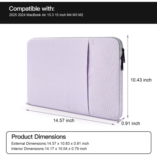 C MacBook Air 15 inch Sleeve Water-Resistant Protective Case for 2025 2024 MacBook Air 15 M2 M3 M4 Chip A2941 A3241 Laptop Carrying Case Cover Slim