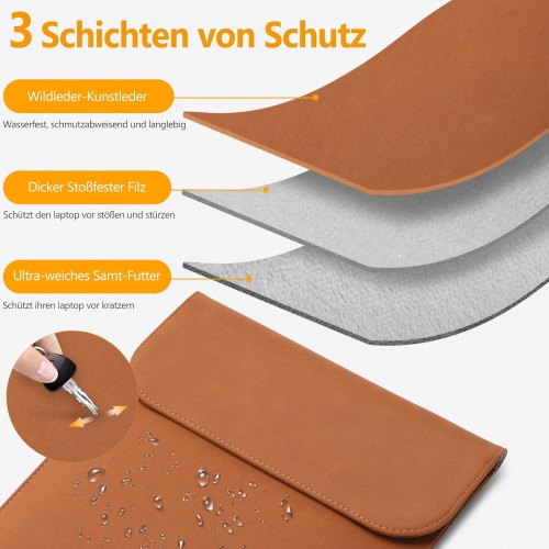 H 15-16 Inch Laptop Sleeve for MacBook Pro 16 M4/M3/M2/M1 A3403 A3186 A2991 A2780 2025-2019, MacBook Pro 15 2015-2012 A1398, XPS 15, Faux Suede