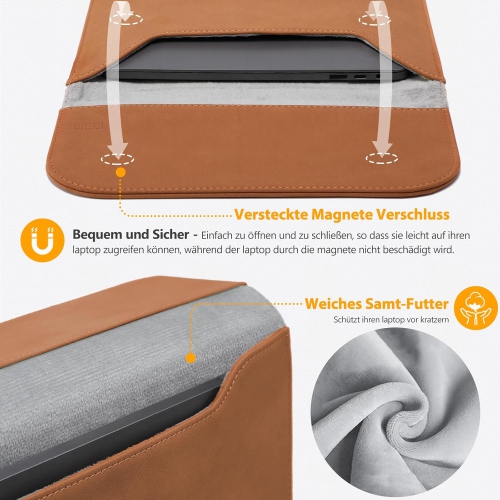 H 15-16 Inch Laptop Sleeve for MacBook Pro 16 M4/M3/M2/M1 A3403 A3186 A2991 A2780 2025-2019, MacBook Pro 15 2015-2012 A1398, XPS 15, Faux Suede