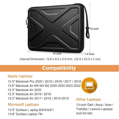 S Hard Shell Laptop Sleeve for 13.6-inch MacBook Air M4/A3240 M3/A3113 M2/A2681 2025-2022, MacBook Pro 14 M4/M3/M2/M1 Pro/Max A3112 A3401 A3185
