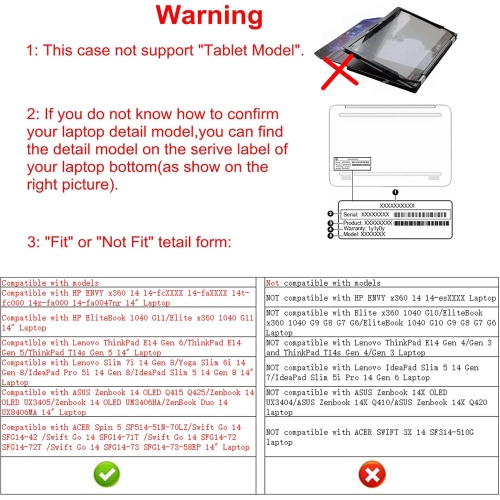 A Protective Case for HP Envy x360 14 14-fcXXXX 14-faXXXX/EliteBook 1040 G11/Elite x360 1040 G11 & ThinkPad E14 Gen 6/ThinkPad T14s Gen 5 & Zenbook