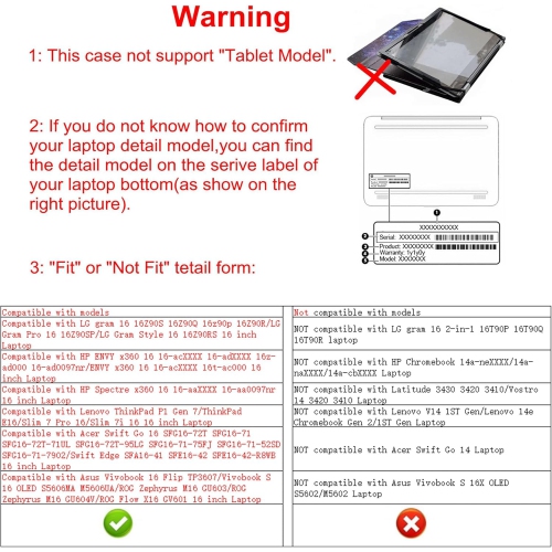 A Protective Case for LG Gram Pro 16 16Z90SP & Envy x360 16 16-acXXXX 16t-ac000/ENVY x360 16-adXXXX 16-ad0097nr & ThinkPad P1 Gen 7 & Swift Edge 16