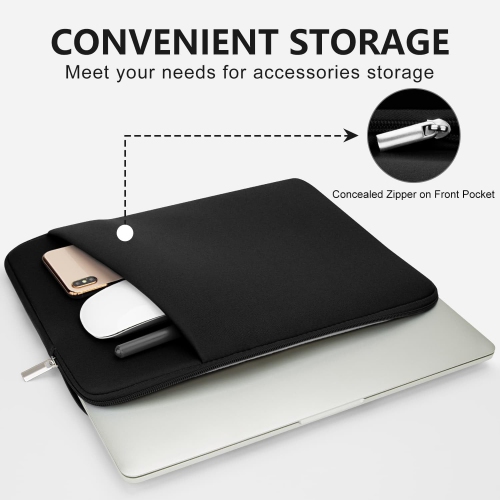 H Laptop Sleeve Case with Zipper Accessory Pocket Compatible with 15.6 inches MacBook Air/Pro Padded Computer Pouch Cover Shockproof Protective for