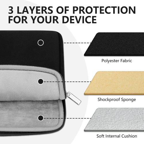 H Laptop Sleeve Case with Zipper Accessory Pocket Compatible with 15.6 inches MacBook Air/Pro Padded Computer Pouch Cover Shockproof Protective for