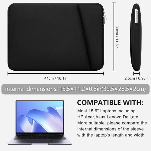 H Laptop Sleeve Case with Zipper Accessory Pocket Compatible with 15.6 inches MacBook Air/Pro Padded Computer Pouch Cover Shockproof Protective for