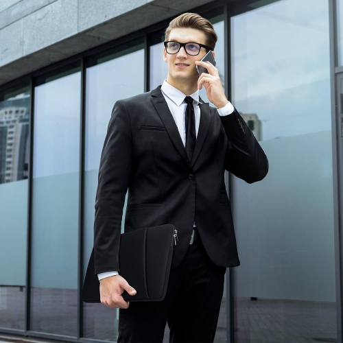 H Laptop Sleeve Case with Zipper Accessory Pocket Compatible with 15.6 inches MacBook Air/Pro Padded Computer Pouch Cover Shockproof Protective for